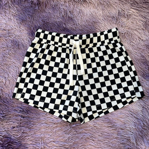 Paper Flower - Black & White Checkered Shorts