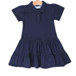 Trotter Street Kids - Ruffle Polo Dress- Navy