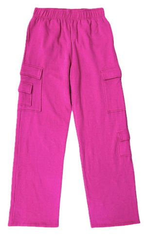 Suzette - Junior Brushed Soft Cloud Cargo Pocket Straight Leg Pant - Barbie Pink