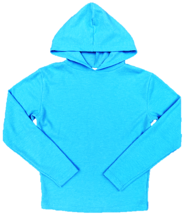 Suzette - Capri Blue Waffle Pullover Hoodie