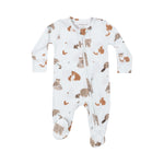 Angel Dear - Mixed Woodland Animals Blue Zip Footie