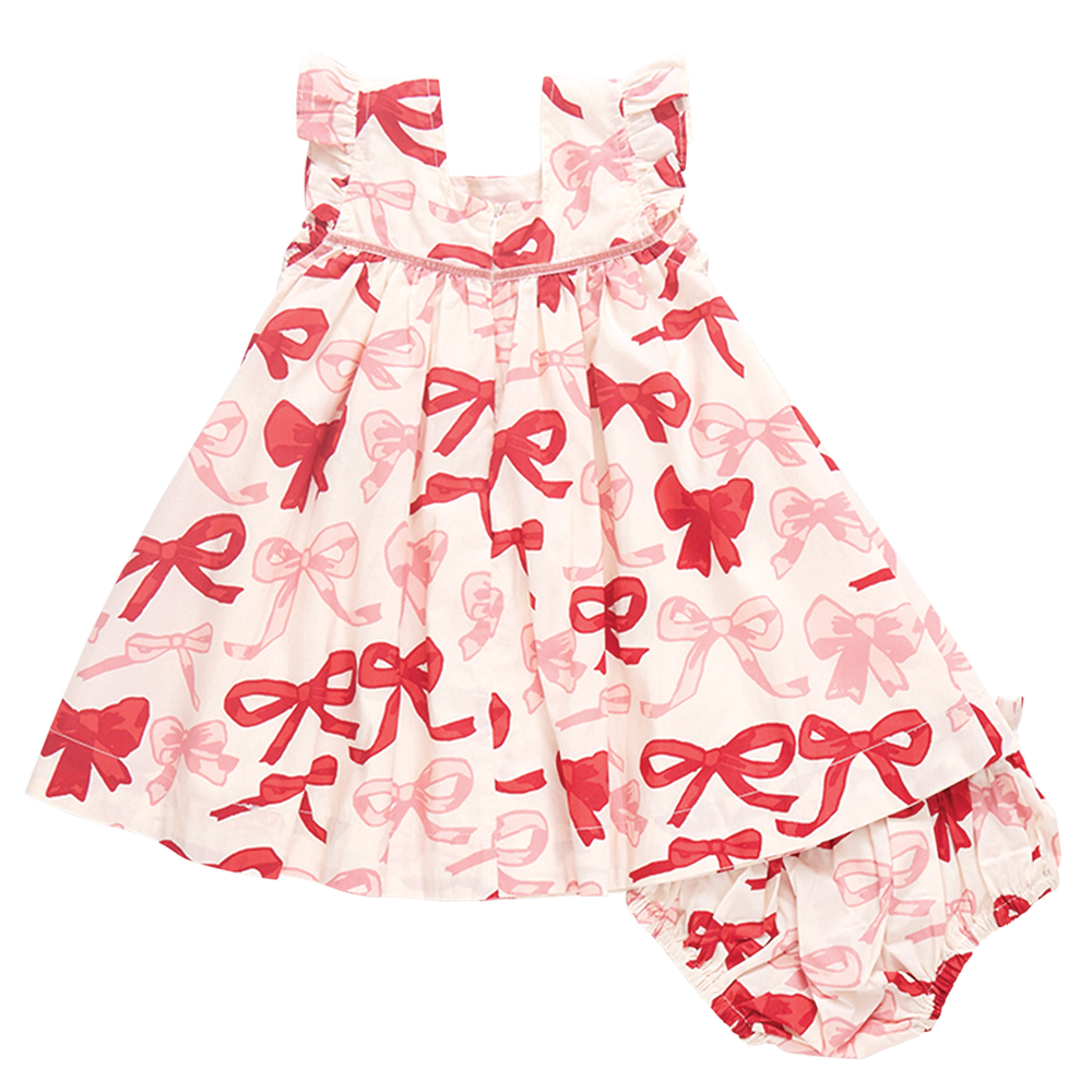 Pink Chicken - Baby Girls Camelia Dress Set - Valentines Bows