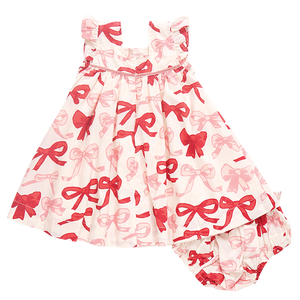 Pink Chicken - Baby Girls Camelia Dress Set - Valentines Bows