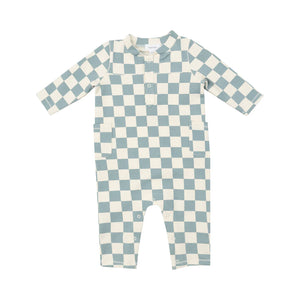 Angel Dear - French Terry Checkerboard Gray Mist - Uni Romper