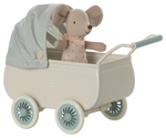 Maileg - Pram with Baby Mouse - Mint