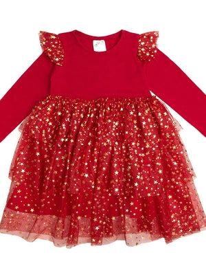 Sweet Wink - Scarlett Shimmer Christmas Long Sleeve Tutu Dress