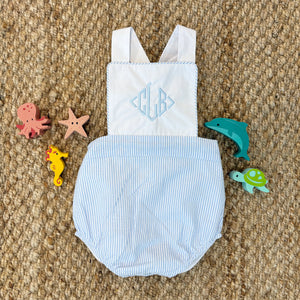 The Beaufort Bonnet Company - Breakers Blue Seersucker Sayre Sunsuit