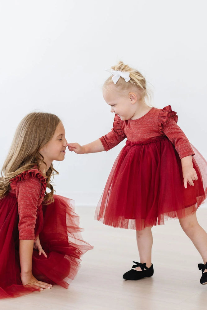 Mila & Rose - Pumpkin Spice Shimmer 3/4 Sleeve Tutu Dress