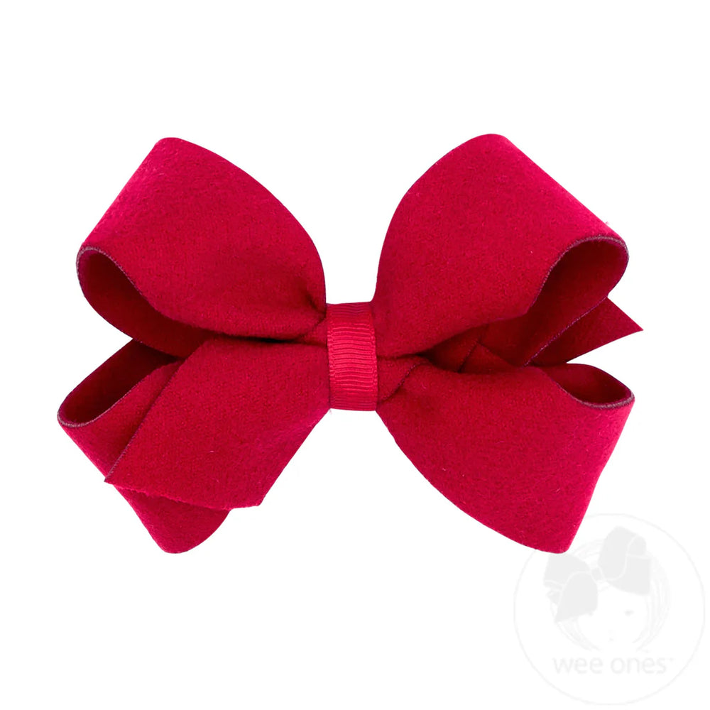 Wee Ones - Medium Soft and Cozy Brushed Fleece Fabric Hair Bow