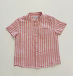Mayoral - Salmon Stripe Linen Mandarin Collar Shirt