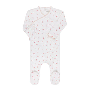 Ely's & Co - Organic Cotton Cluster Flower & Leaf Collection - Footie - Ivory/Pink