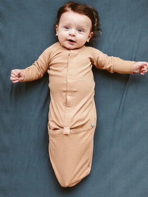 Goumikids - Viscose Bamboo + Organic Cotton Convertible Gown - Sandstone