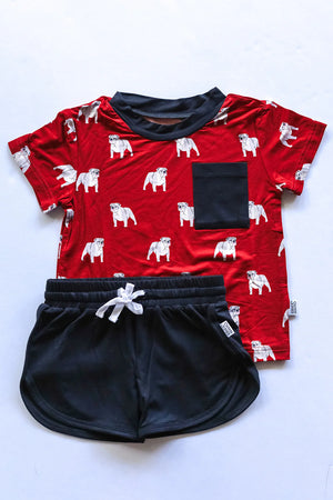 Game Day - Red Bulldog Bamboo Varsity Short Set - T-shirt & Shorts