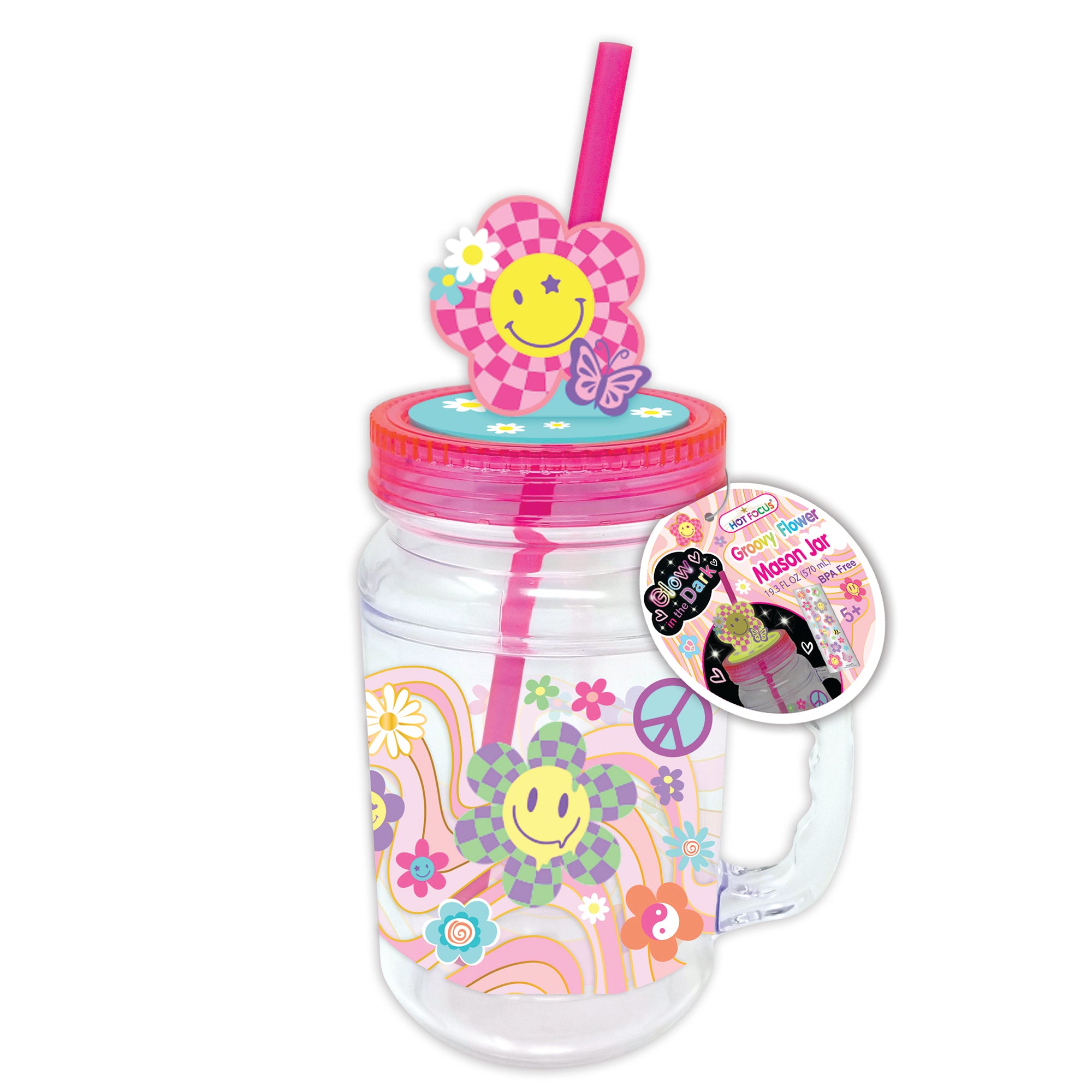 Hot Focus - Groovy Flower Mason Jar - Sweet E's Children's Boutique