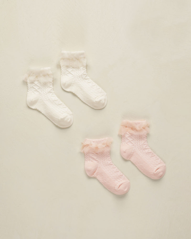 Noralee - Blush & Ivory Ruffle Socks