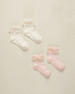 Noralee - Blush & Ivory Ruffle Socks