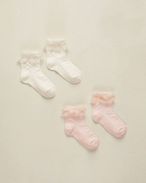 Noralee - Blush & Ivory Ruffle Socks