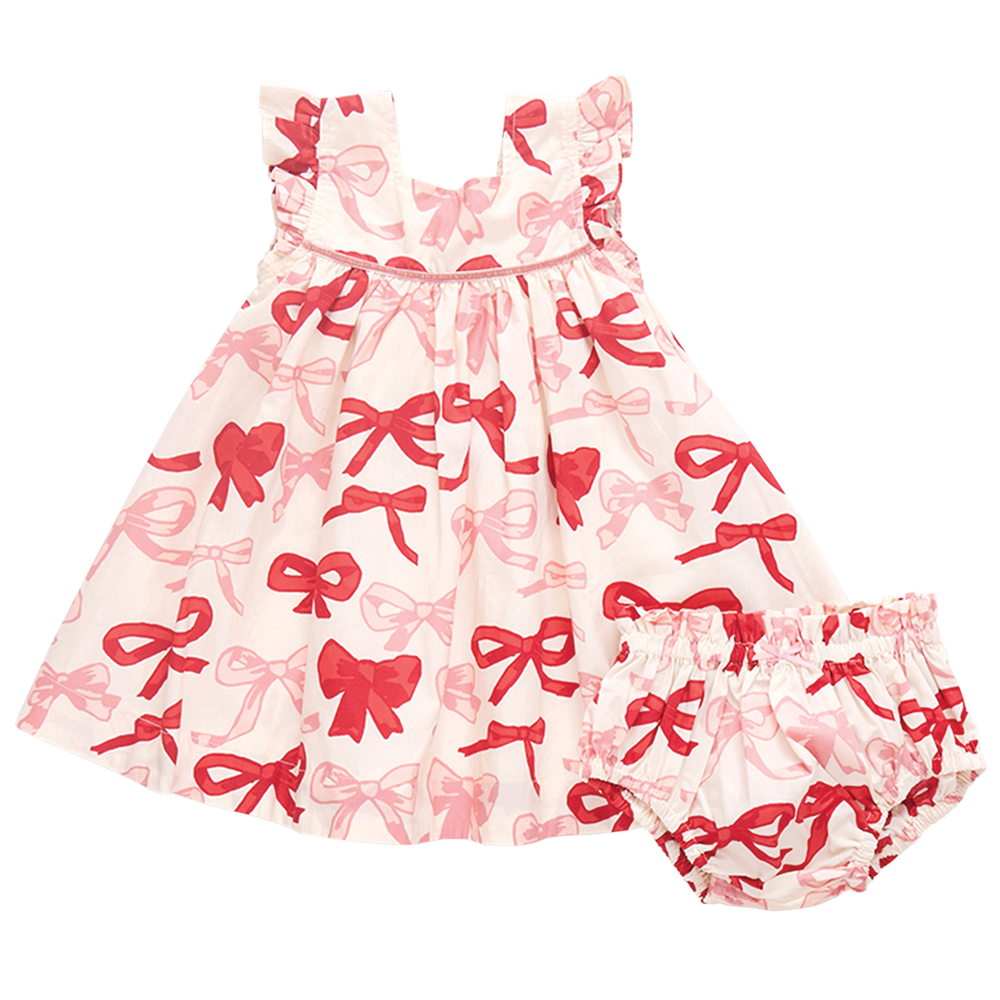 Pink Chicken - Baby Girls Camelia Dress Set - Valentines Bows