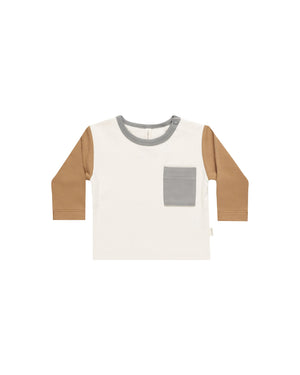 Quincy Mae - Color Block LS Pocket Tee