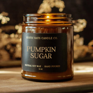 Rustic Rays Candle Co. - Pumpkin Sugar Fall Soy Candle - 9 oz Amber Jar