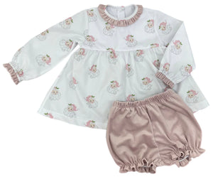 James & Lottie - Isla Bloomer Set Pink Santa