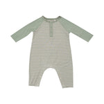 Angel Dear - Desert Sage Stripe LS Raglan Henley Romper