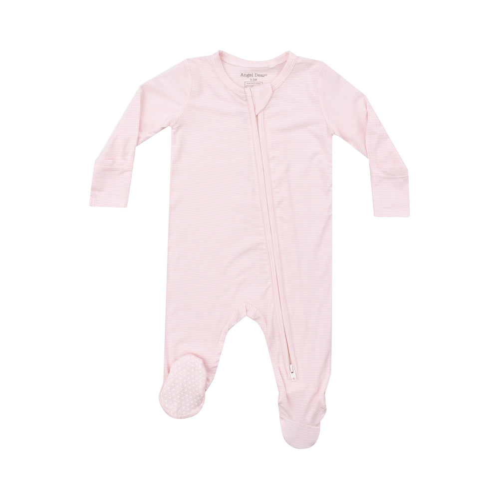 Angel Dear - Light Pink Stripe Zip Footie