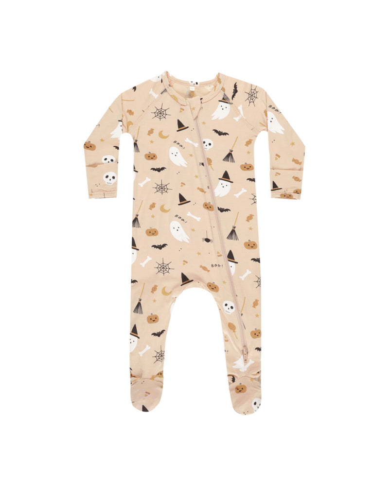 Quincy Mae - Halloween Floral Bamboo Zip Footie