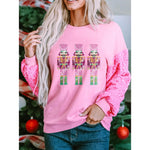 Women's Christmas Nutcracker Graphic Sequin Sleeve Sweatshirt