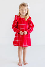 The Beaufort Bonnet Company -Long Sleeve Ruehling Ruffle Dress - Woven Yarn -Woodland Avenue Windowpane