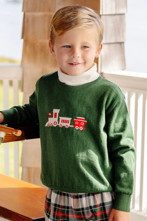 The Beaufort Bonnet Company - Grier Green Train Isaac's Intarsia Sweater