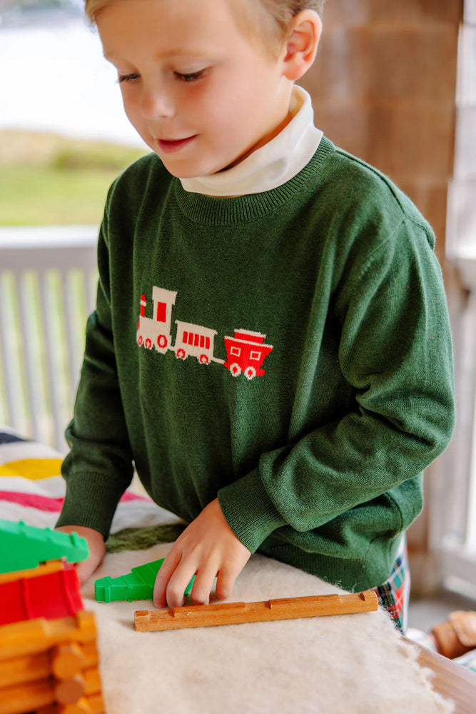 The Beaufort Bonnet Company - Grier Green Train Isaac's Intarsia Sweater