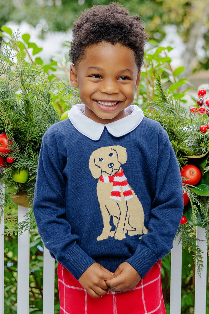 The Beaufort Bonnet Company - Isaac's Intarsia Sweater - Nantucket Navy Dog