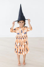 Mila & Rose - Spooky Kitty 3/4 Sleeve Pocket Twirl Dress