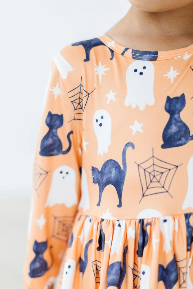 Mila & Rose - Spooky Kitty 3/4 Sleeve Pocket Twirl Dress