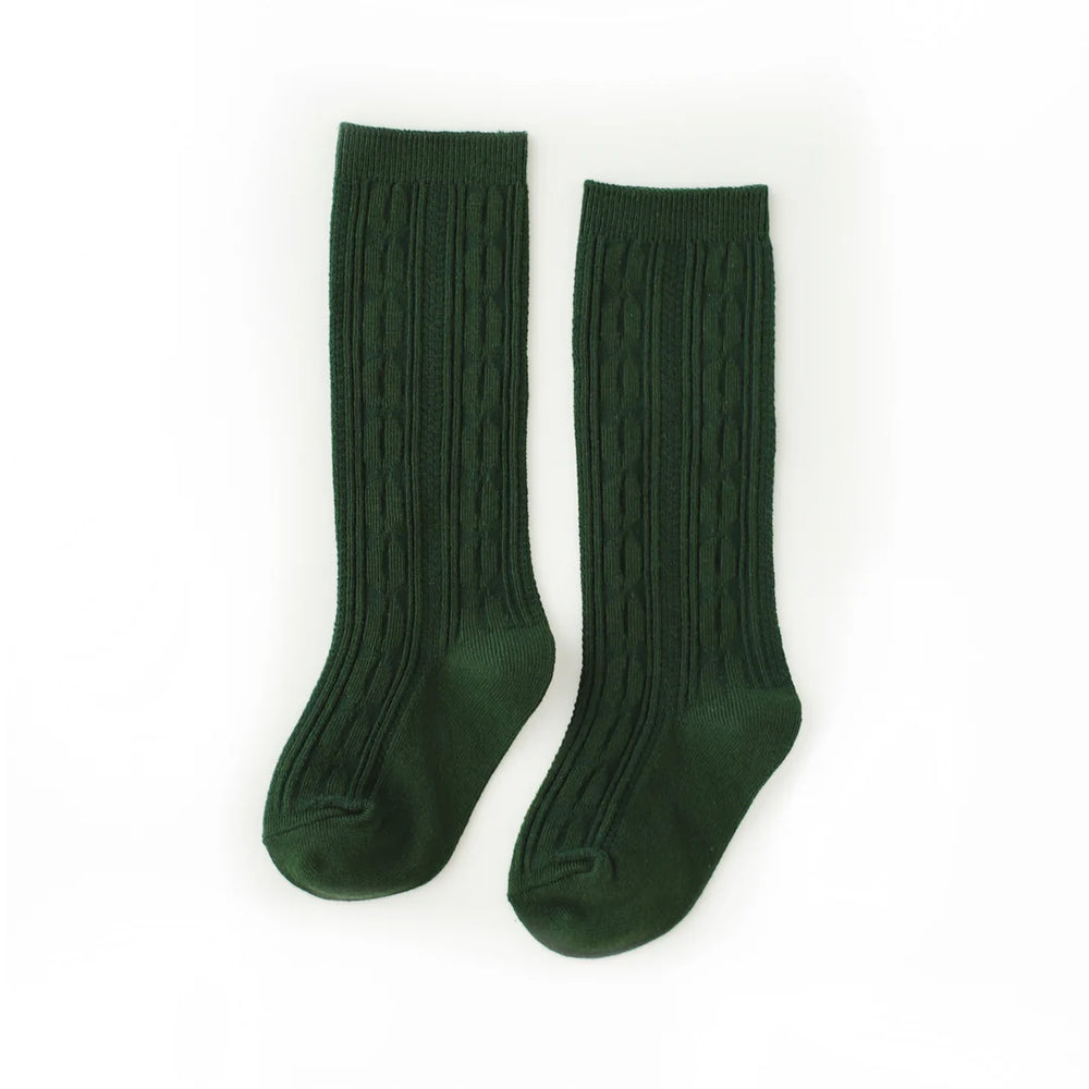 Little Stocking Co. - Forest Green Cable Knit Knee High Socks