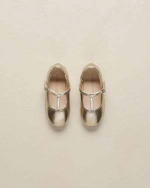 Noralee - Metallic Gold T-Strap Ballet Flats