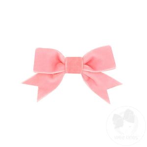 Wee Ones - Mini Velvet Two-Loop Bow with Fancy Cut Tail