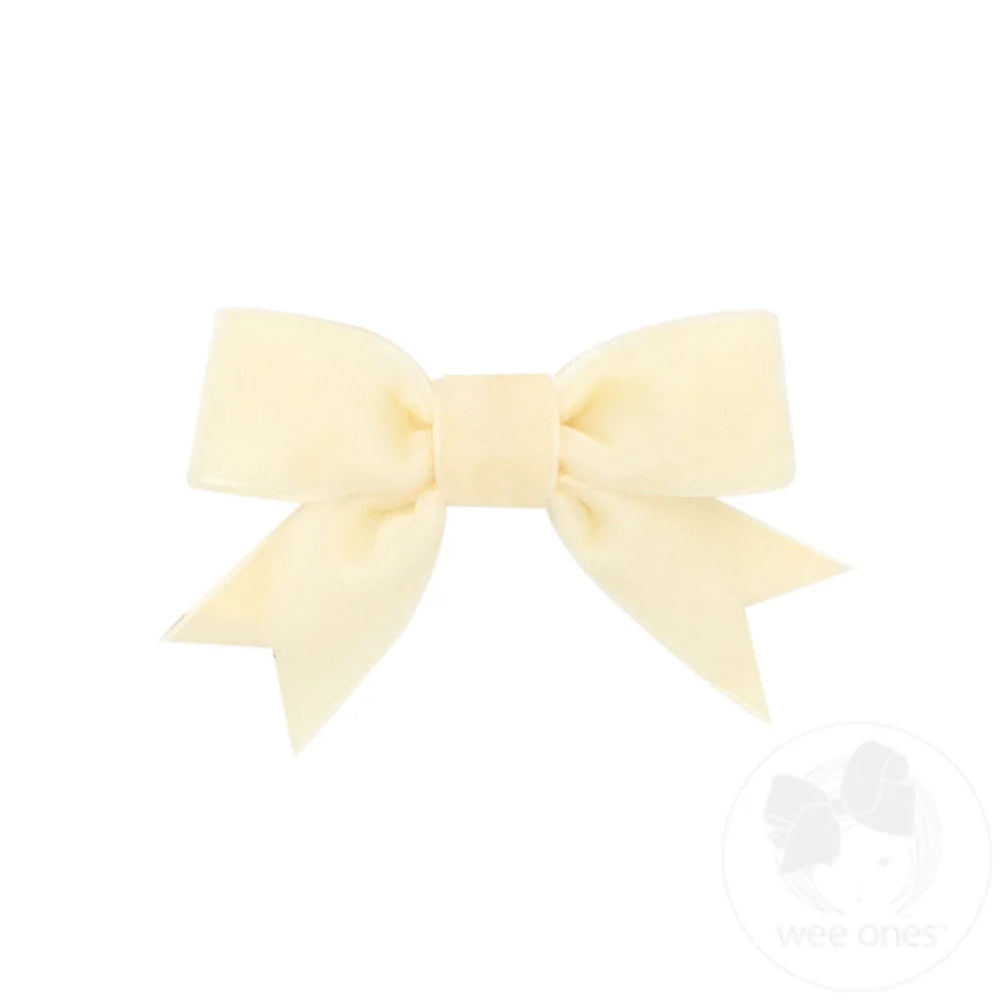 Wee Ones - Mini Velvet Two-Loop Bow with Fancy Cut Tail