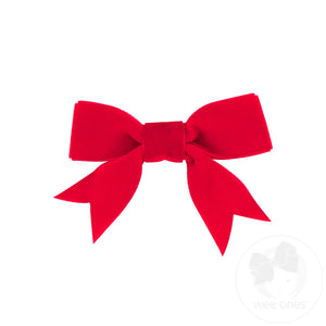 Wee Ones - Mini Velvet Two-Loop Bow with Fancy Cut Tail