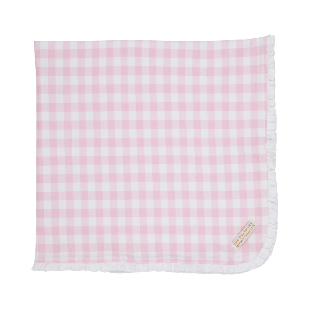 The Beaufort Bonnet Company - Baby Buggy Blanket Palm Beach Pink Gingham with Worth Avenue White