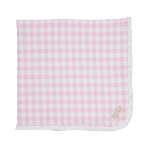 The Beaufort Bonnet Company - Baby Buggy Blanket Palm Beach Pink Gingham with Worth Avenue White