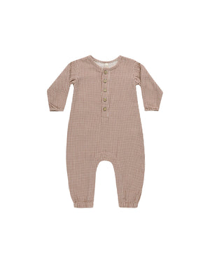 Quincy Mae - Plum Gingham Woven Jumpsuit