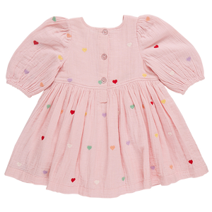 Pink Chicken - Girls Brooke Dress - Candy Heart Embroidery