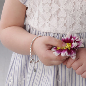 Cherished Moments - Sterling Silver Beaded Bracelet with Puff Heart