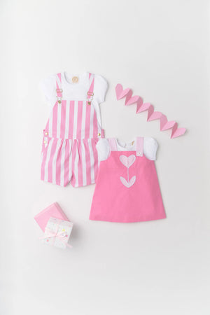 The Beaufort Bonnet Company - Hamptons Hot Pink Stripe Channing Choo Choo Overalls