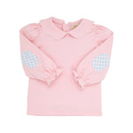 The Beaufort Bonnet Company - Palm Beach Pink/Beale St Blue Gingham Emma's Elbow Patch Top