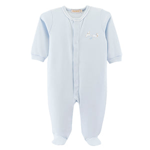 Baby Club Chic - Baby Blue Lamb Embroidered Footie