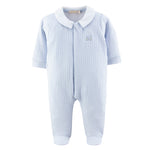 Baby Club Chic - Blue Braided Stitch Collar Footie