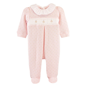 Baby Club Chic - English Knot Smocked Ruffle Collar Footie